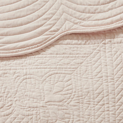 3-piece reversible scalloped-edge quilt set blush by HouseOfZazla, king/cal king on Tampa Home & Garden Store