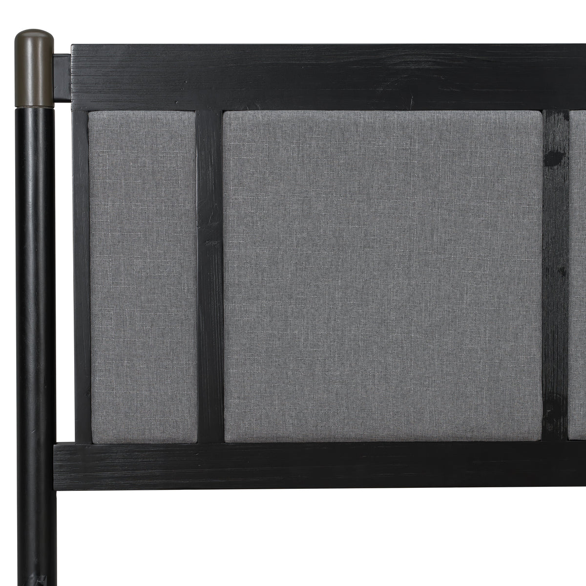 Solid wood queen bed headboard by HouseOfZazla, black finish with gray fabric panels on Tampa Home & Garden Store