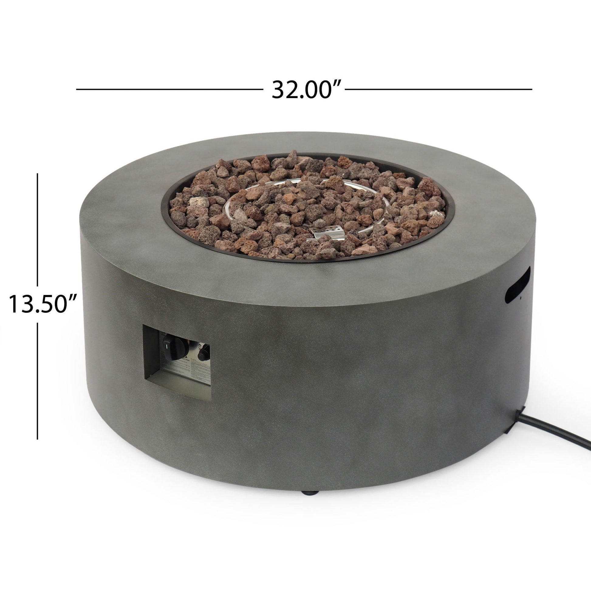 Round iron fire pit 40,000 Btu with lava rock fill by HouseOfZazla outdoor fireplace on Tampa Home & Garden Store