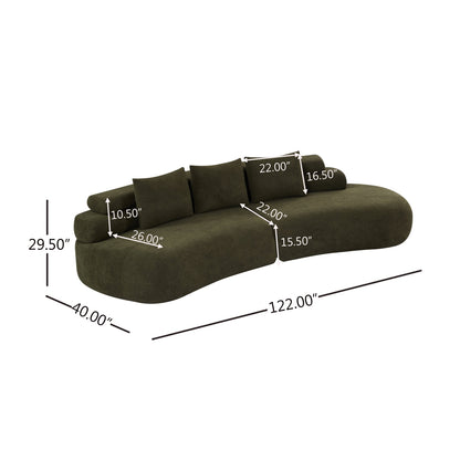 122-inch curved olive green sectional sofa with plush back cushions by HouseOfZazla on Tampa Home & Garden Store
