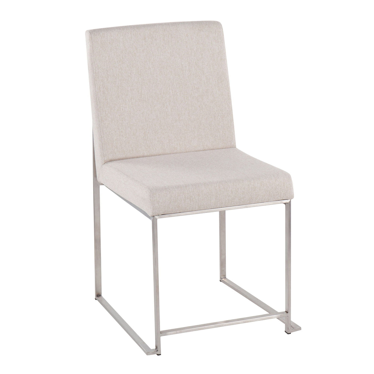 Contemporary high-back dining chair set of 2 with padded beige upholstery HouseOfZazla on Tampa Home & Garden Store