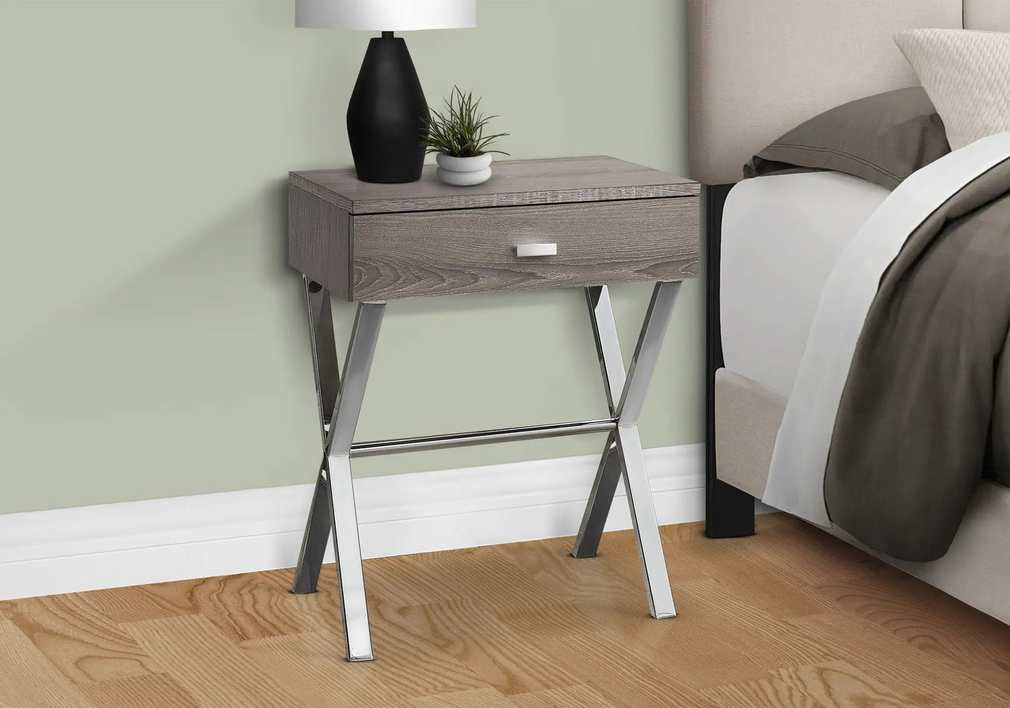 Accent Side X Table Storage Drawer Modern