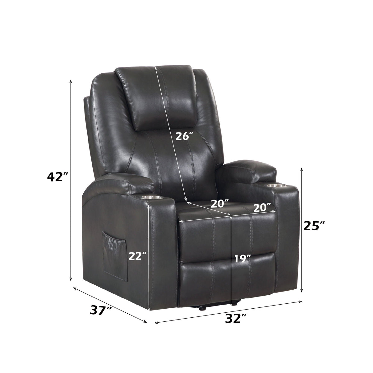 The Gunmetal Power Lift and Massage Recliner