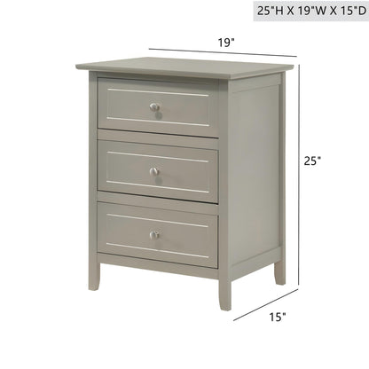 Dove Tailed Drawers 3-Drawer Nightstand by HouseOfZazla in Pearl Silver with wood veneers on Tampa Home & Garden Store