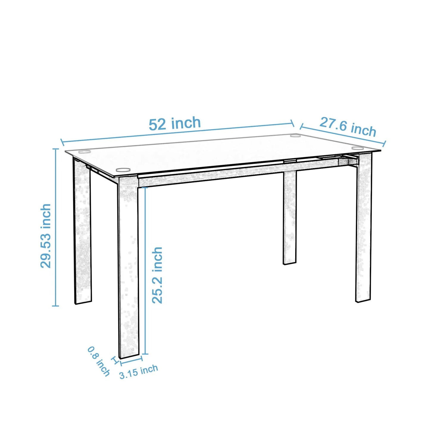 Glass Dining Table for Dining and Living Room