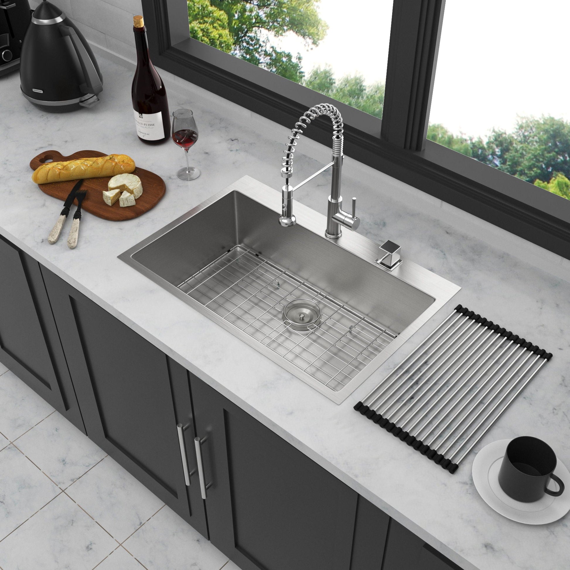 Drop In Kitchen Sink, 16 Gauge Stainless Steel, Single Bowl, Topmount Basin by HouseOfZazla on Tampa Home & Garden Store