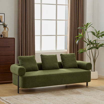 78-inch Modern 3-Seater Sofa in olive green textured fabric by HouseOfZazla on Tampa Home & Garden Store