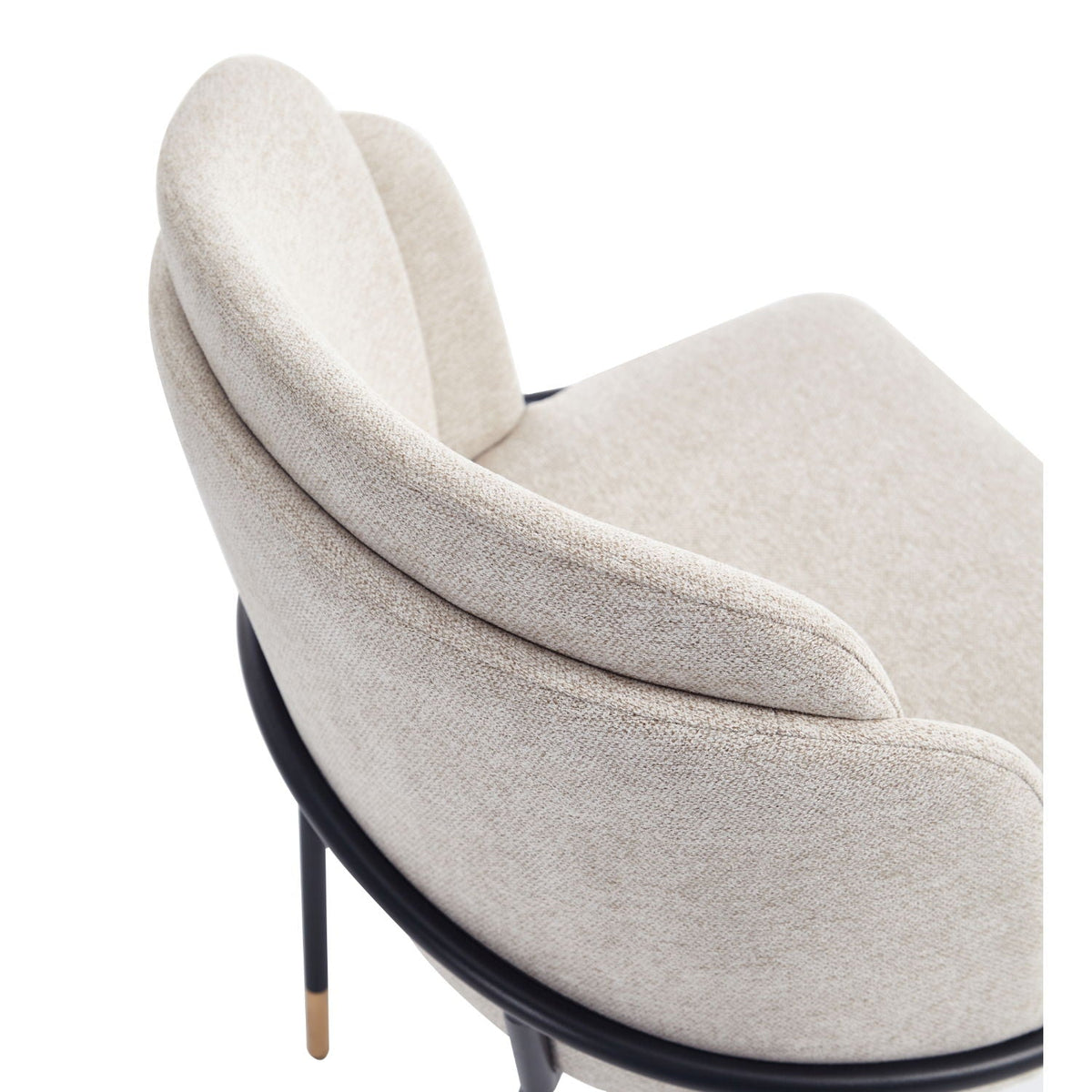 Flor Dining Chair with Twill Weave Beige Upholstery, black metal frame, HouseOfZazla Side Chair on Tampa Home & Garden Store