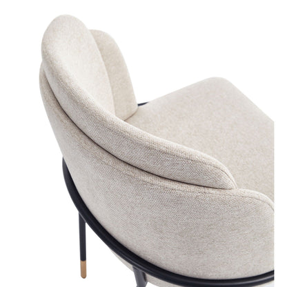 Flor Dining Chair with Twill Weave Beige Upholstery, black metal frame, HouseOfZazla Side Chair on Tampa Home & Garden Store