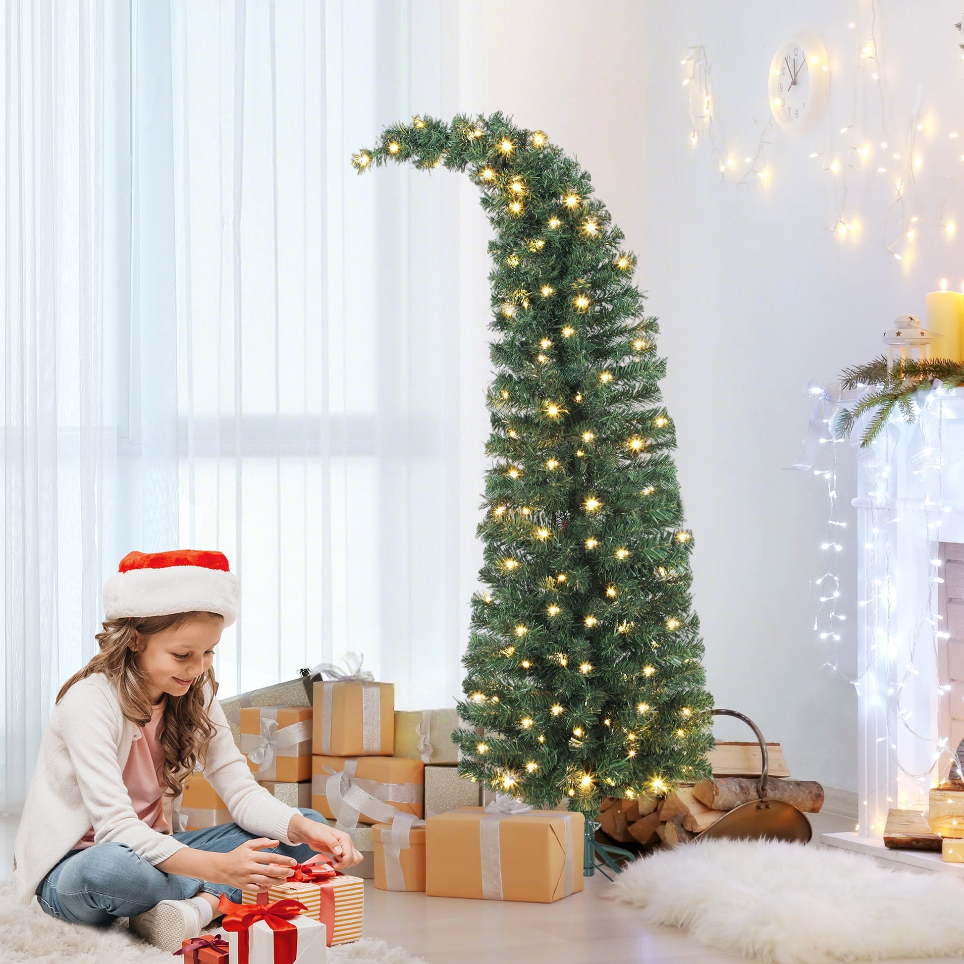 5 ft prelit bent-top Christmas tree by HouseOfZazla with 300 LEDs and metal stand on Tampa Home & Garden Store