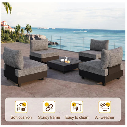 Gray modular armless outdoor chairs set with coffee table (set of 2) HouseOfZazla on Tampa Home & Garden Store
