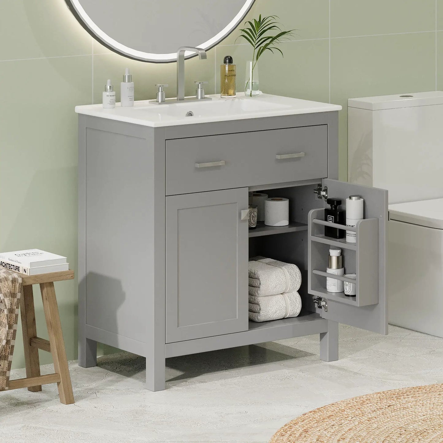 Bathroom Vanity Ceramic Sink and Soft Close Doors