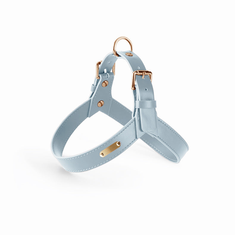 Summer Pet Vest Chest Harness for dogs and cats in light blue with gold hardware Pet Zen on Tampa Home & Garden Store