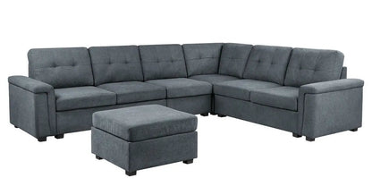 Isla Fabric Sectional Sofa with Ottoman, 2-piece, blue-gray upholstery on Tampa Home & Garden Store