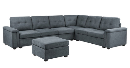 Isla fabric sectional sofa with ottoman by HouseOfZazla, 2-piece blue-gray living room set on Tampa Home & Garden Store