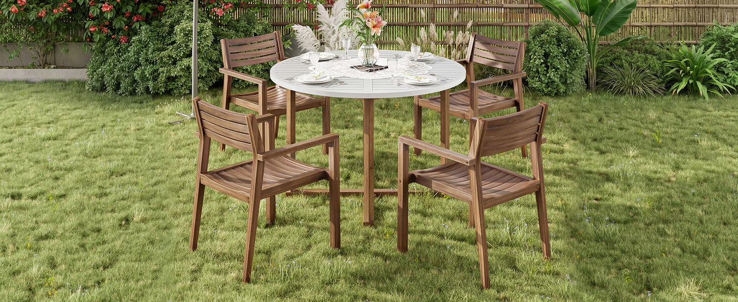 Acacia Wood 5 Piece Outdoor Dining and Chairs