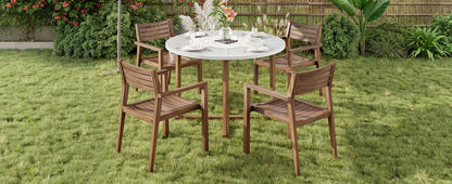 Acacia Wood 5 Piece Outdoor Dining and Chairs