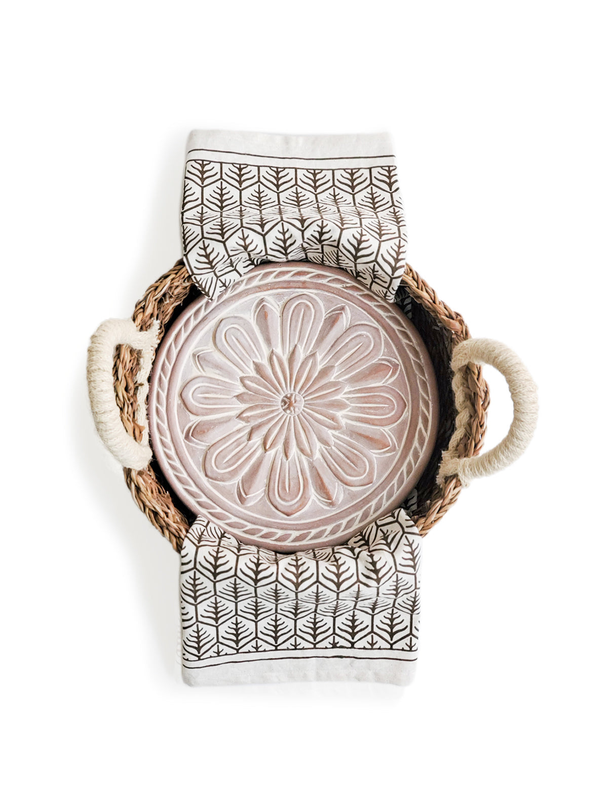 Coffret cadeau chauffe-pain et panier avec torchon - Fleur vintage