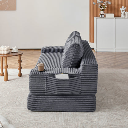 Soft Corduroy Convertible Sofa and Bed Set