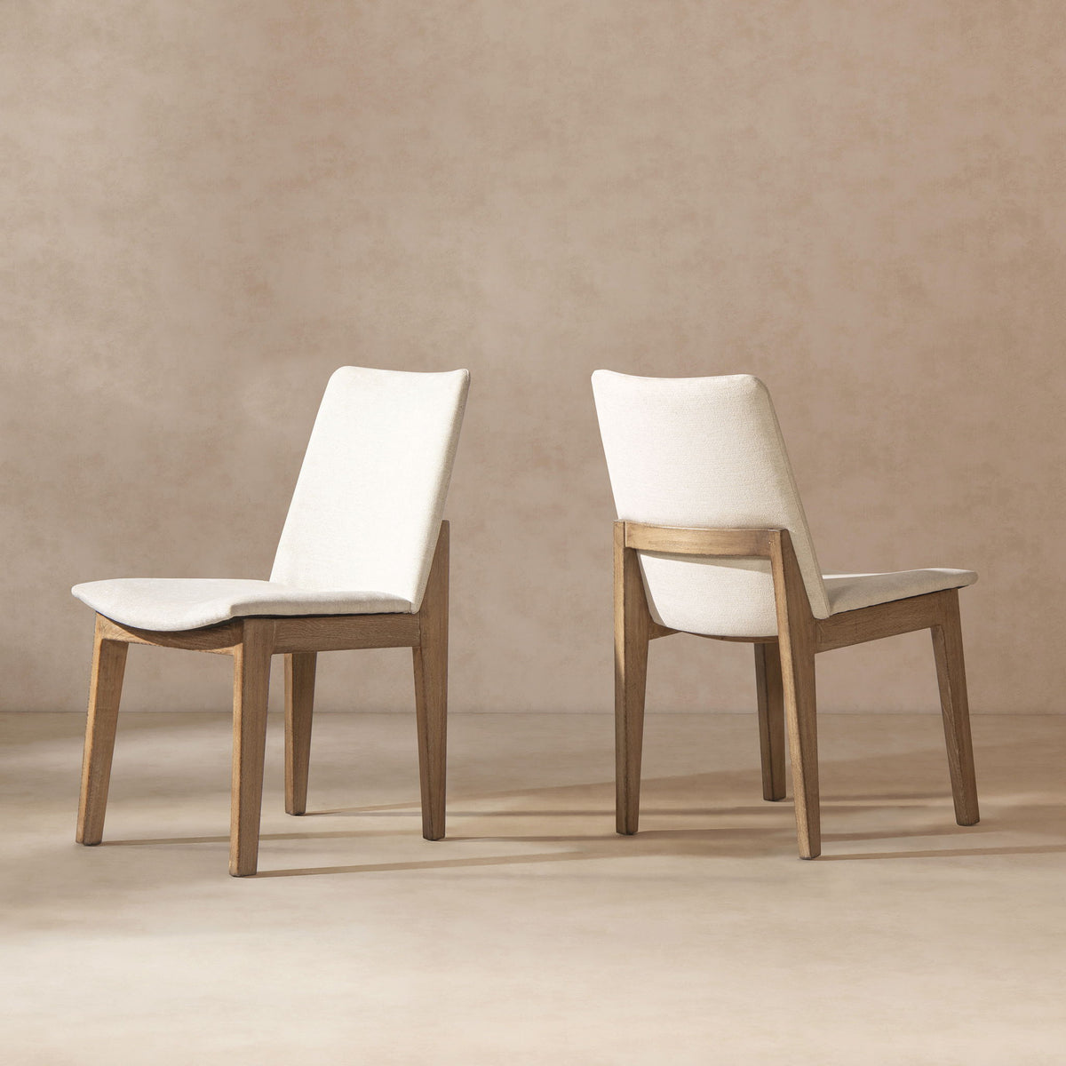 Light beige dining chair set with reclaimed pine wood frames, set of 2 on Tampa Home & Garden Store