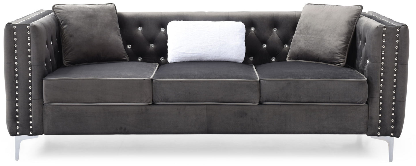 Modern Tufted Sofa With Steel Legs and a Cushion