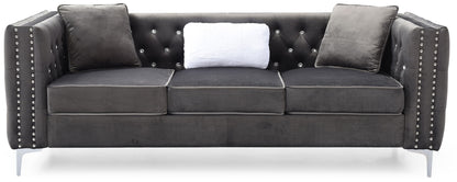 Modern Tufted Sofa With Steel Legs and a Cushion