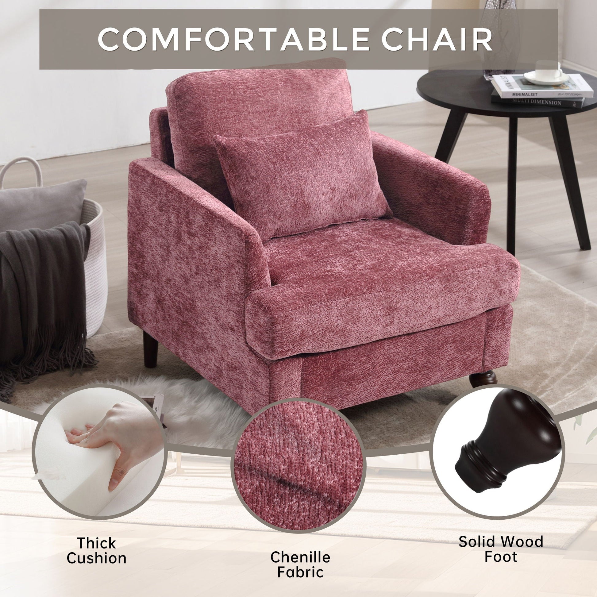 Modern Mid Century Wood Frame Armchair with Tufted Pink Upholstery by HouseOfZazla on Tampa Home & Garden Store