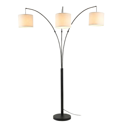 Royal 3-armed arc floor lamp in oil-rubbed bronze with linen shade, HouseOfZazla on Tampa Home & Garden Store