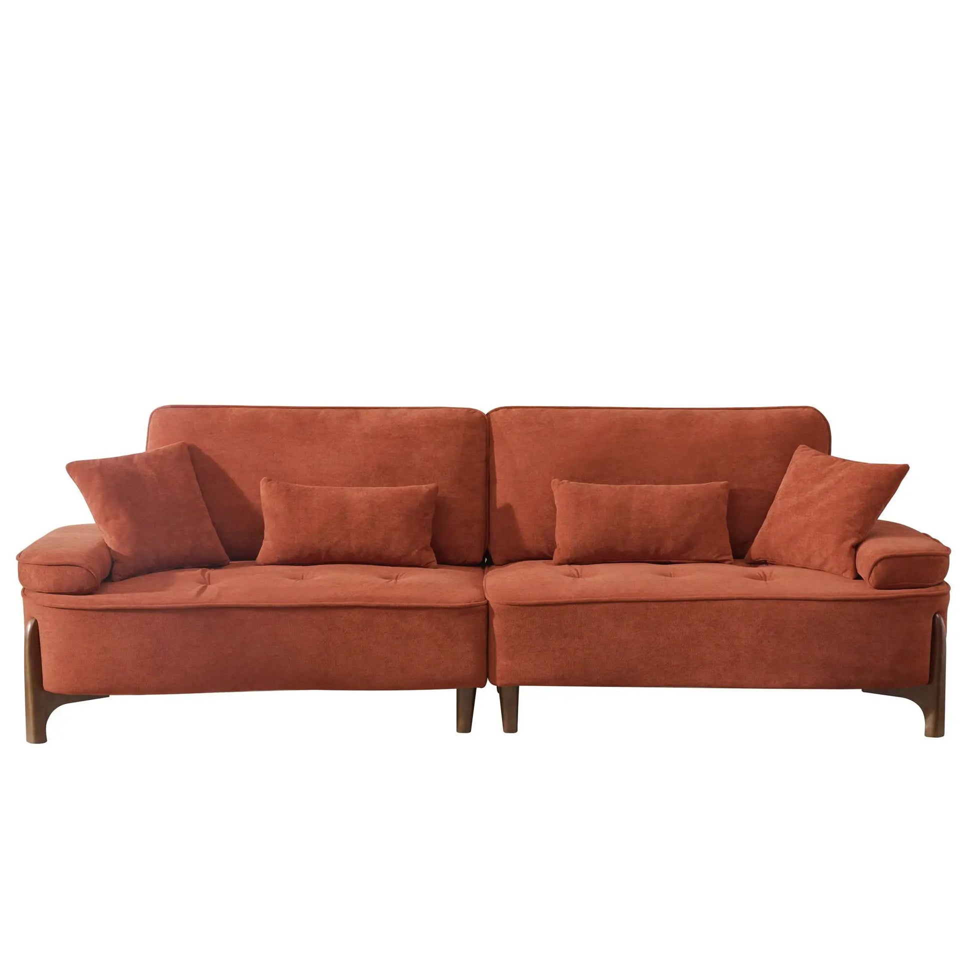 Comfortable Deep Seated Sofa With Pillows, rust-orange fabric upholstery, two-seat design on Tampa Home & Garden Store