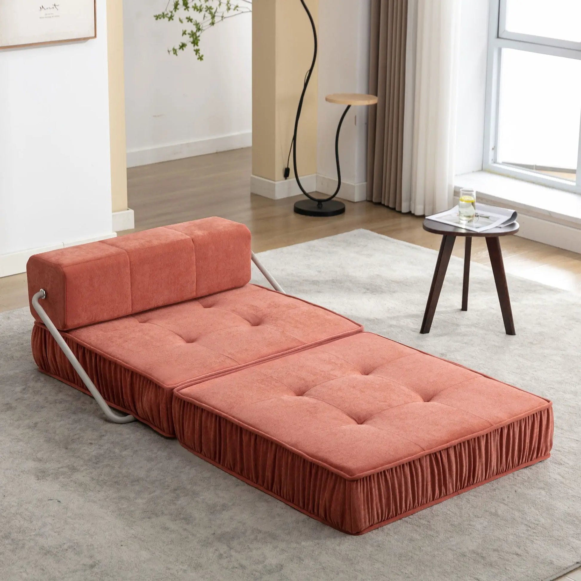 Folding futon chair by Unique Piece Furniture with back cushion, convertible sleeper on Tampa Home & Garden Store
