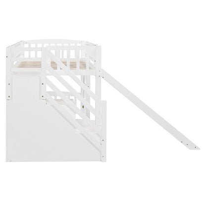 Loft stairway bed with 2 drawers in white, includes ladder and slide by HouseOfZazla on Tampa Home & Garden Store