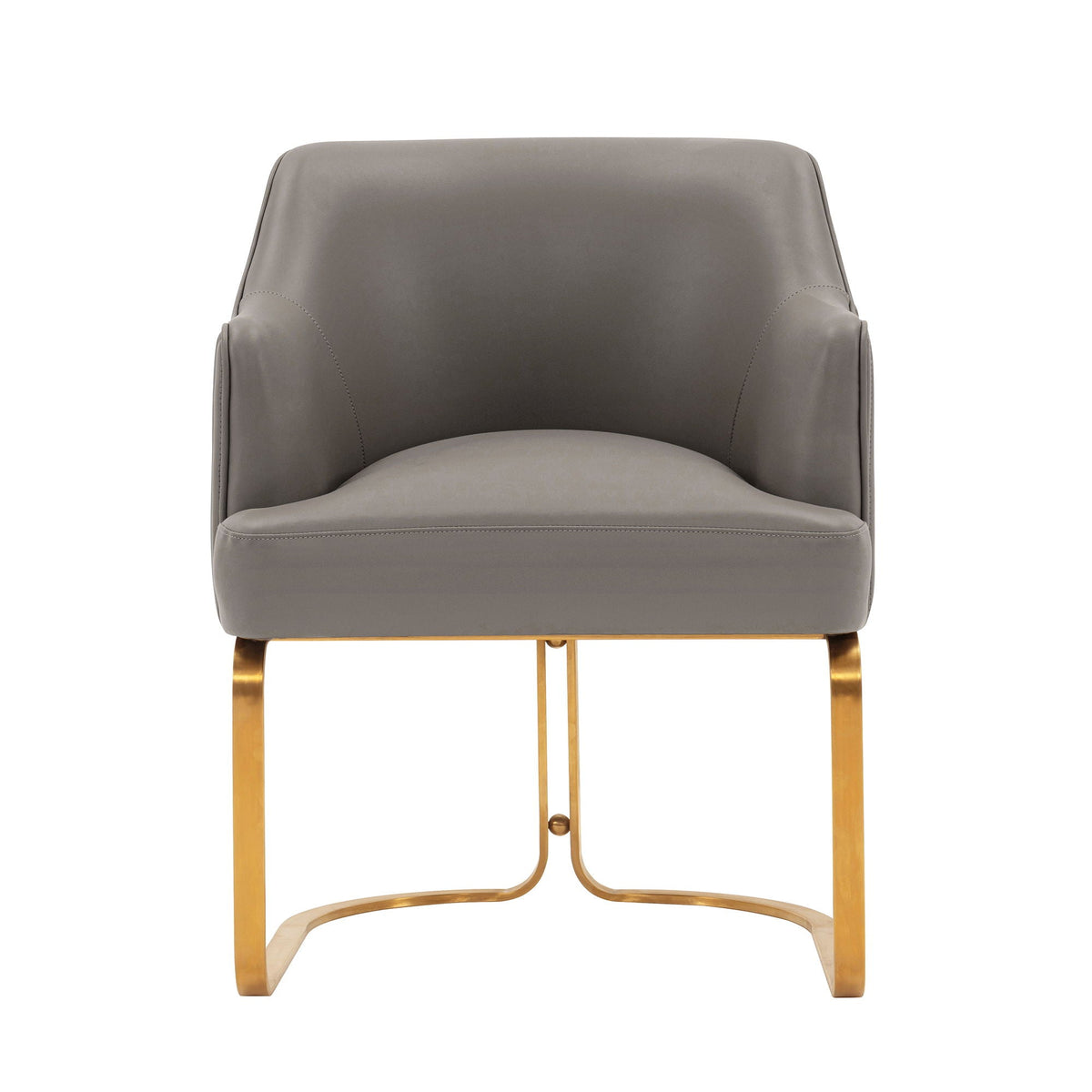 Modern dining chair gray leather upholstery with gold metal cantilever legs by HouseOfZazla on Tampa Home & Garden Store