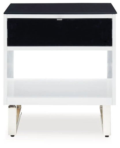 Gardoni Rectangular End Table in White and Black