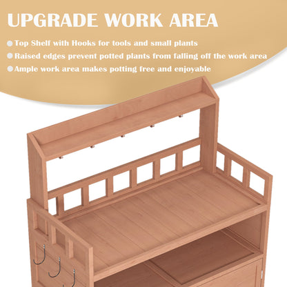 Solid Fir Potting Bench and Garden Tool Storage