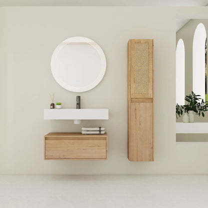 Contemporary Wall Mounted Vanity with Resin Sink