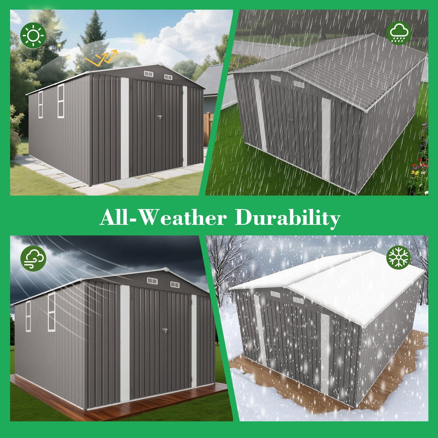Outdoor Metal Storage Shed With Lockable Doors