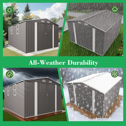 Outdoor Metal Storage Shed With Lockable Doors