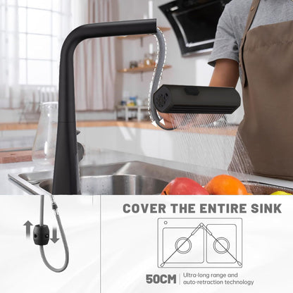 Waterfall Faucet With Display and Pull Down Spray