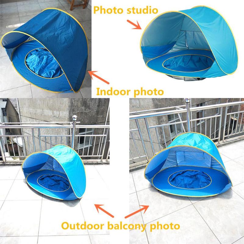 Baby Beach Tent shade pool UV sun shelter for infant, blue with yellow trim, My Store on Tampa Home & Garden Store