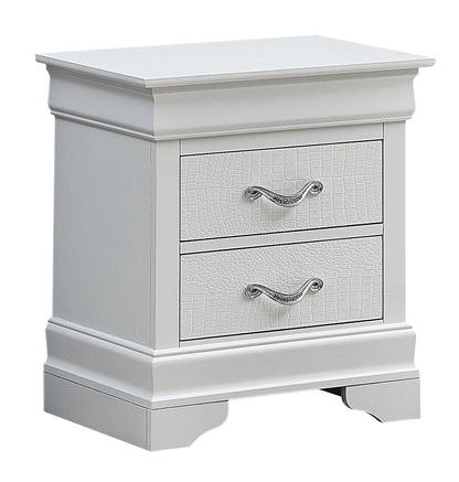Nightstand HouseOfZazla with textured drawers and crystal pulls, gray pearl silver on Tampa Home & Garden Store