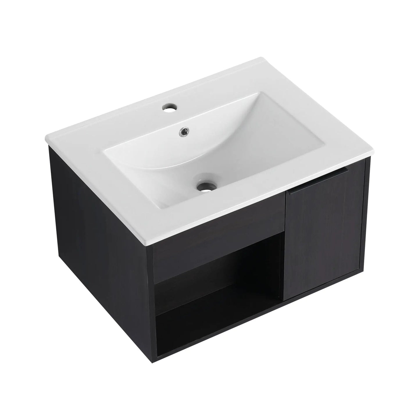 Wall Mounted Floating Vanity With Open Shelf