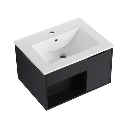 Wall Mounted Floating Vanity With Open Shelf