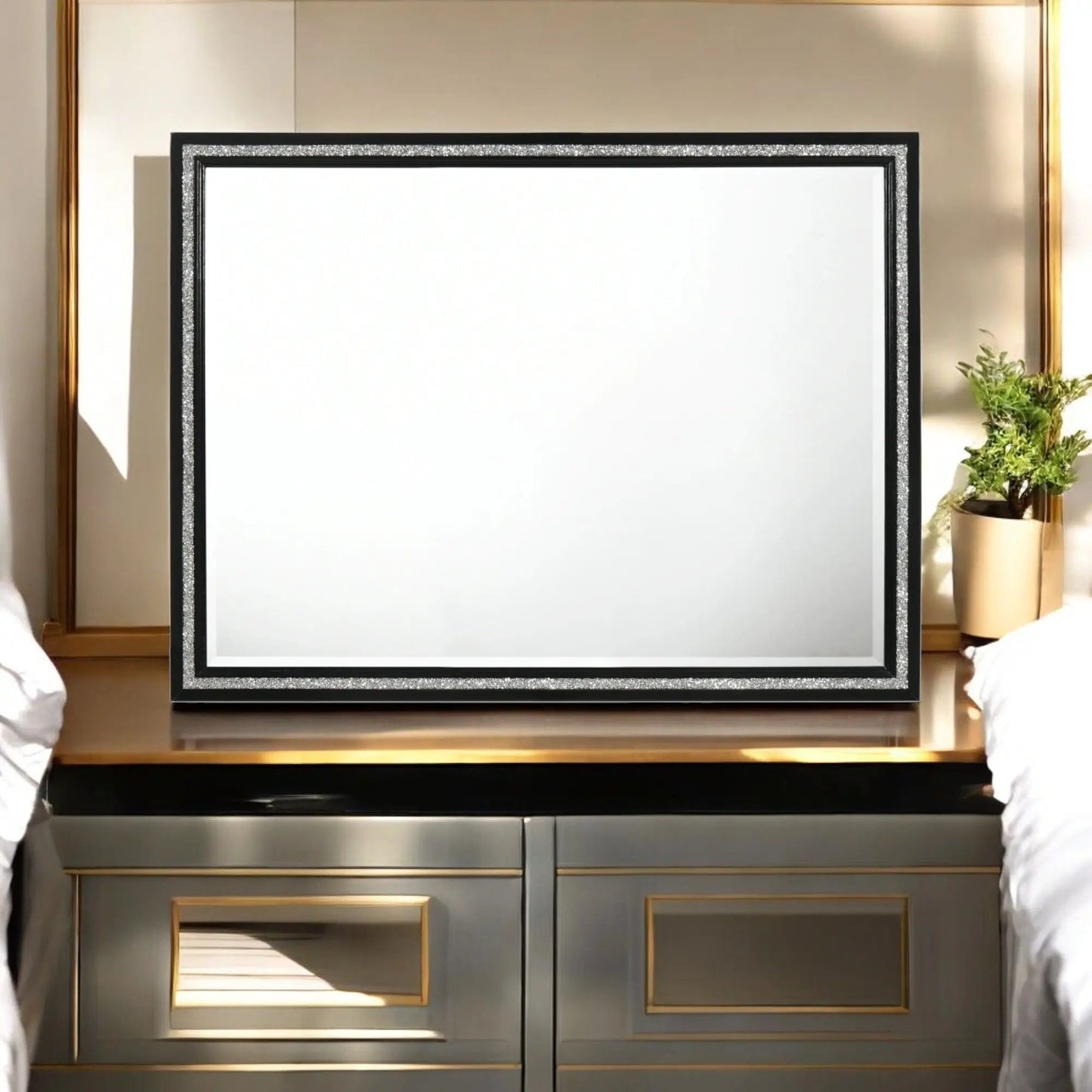 Haiden Weathered Mirror Black with Silver Trim