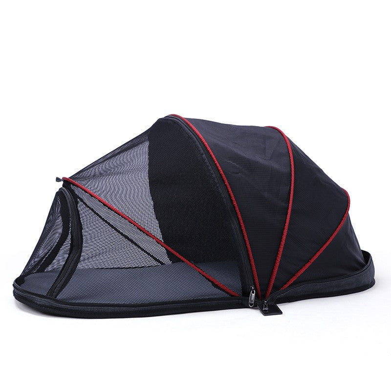 Pet folding tent, navy mesh camping shelter with red trim, portable by Sell My Stuff on Tampa Home & Garden Store