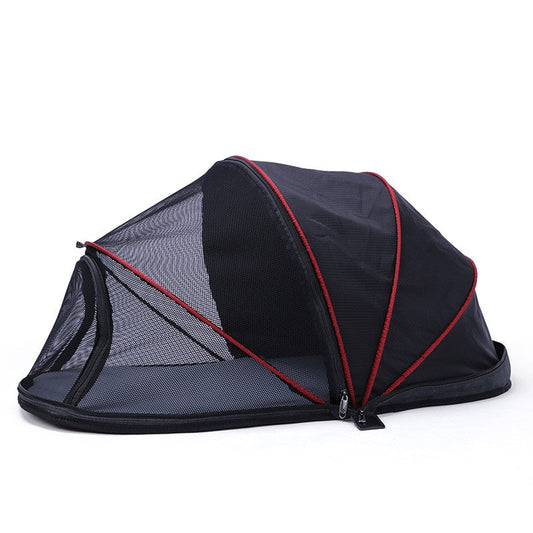 Pet folding tent, navy mesh camping shelter with red trim, portable by Sell My Stuff on Tampa Home & Garden Store