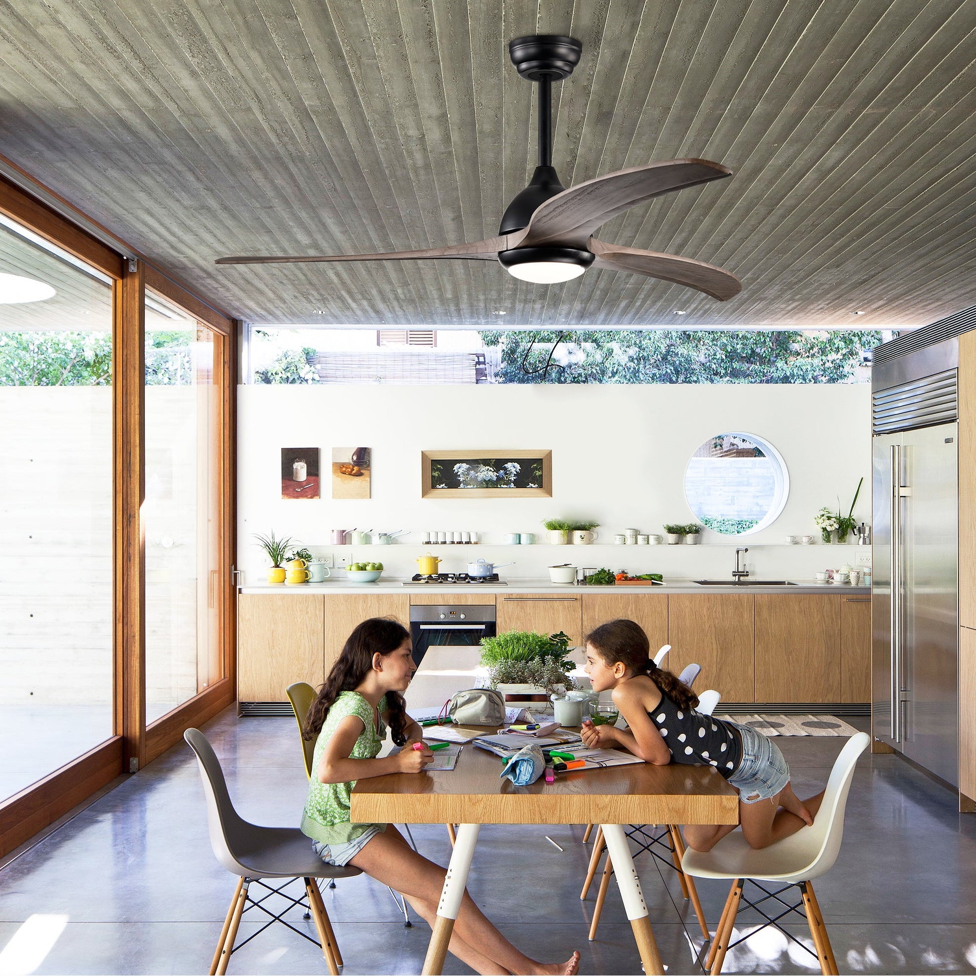 Ceiling fan 52in with solid wood blades, black housing, light and remote by HouseOfZazla on Tampa Home & Garden Store