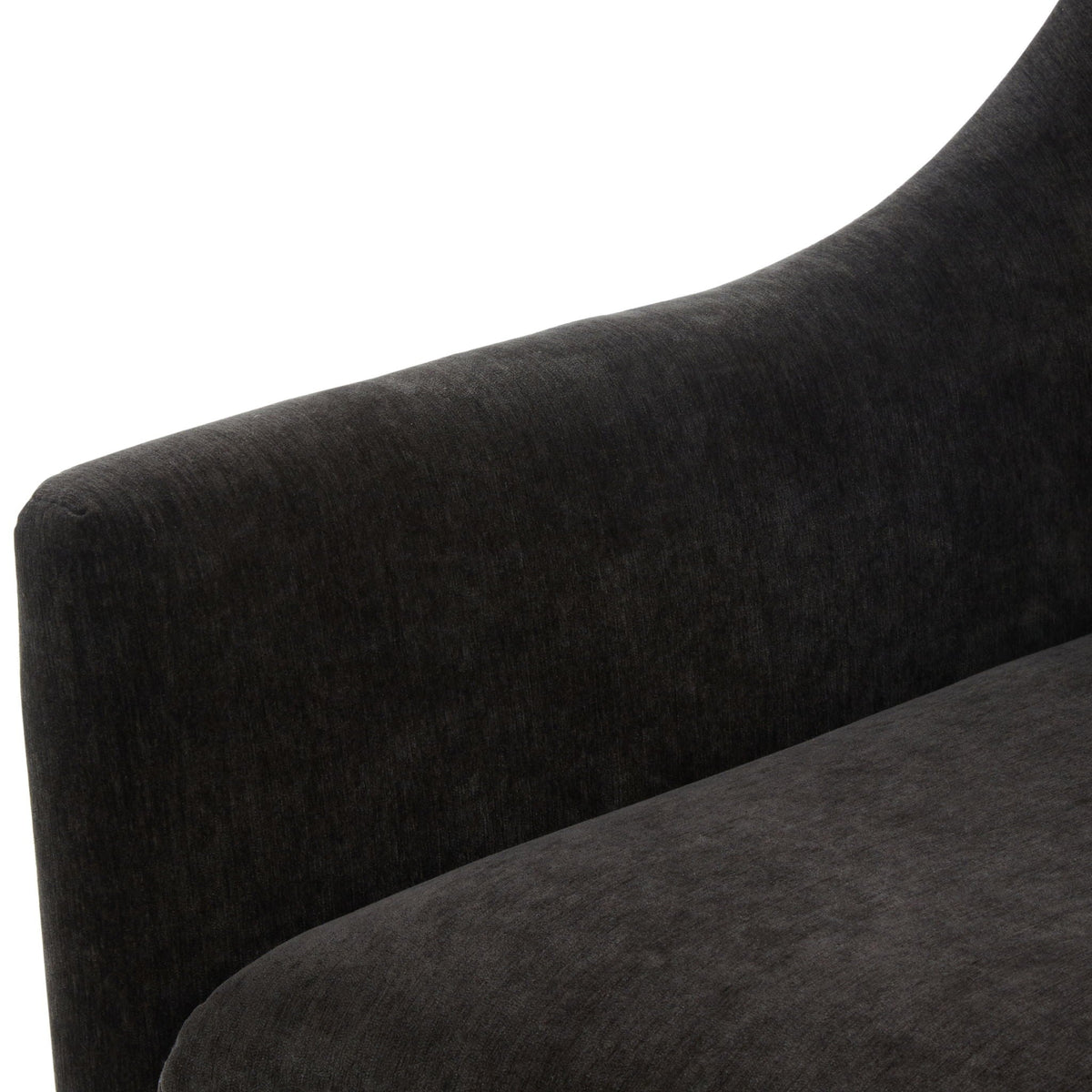 Skirted swivel chair dark charcoal fabric upholstery close-up on Tampa Home & Garden Store