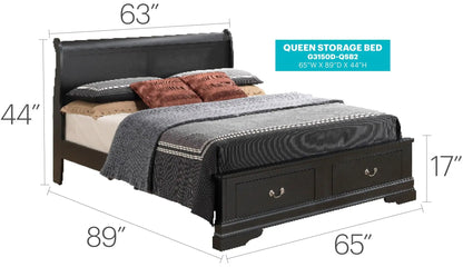 Upholstered Sleigh Bed with Dovetail Drawers