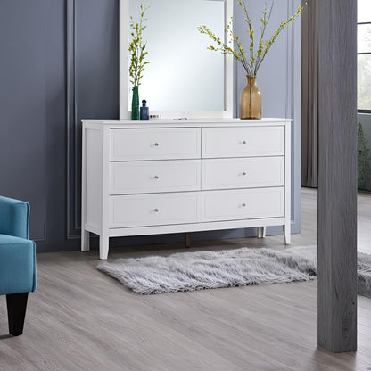 Spacious 6-drawer dresser in white finish with metal hardware by HouseOfZazla on Tampa Home & Garden Store