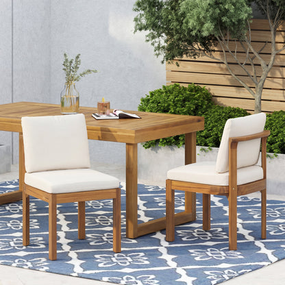 Acacia Wood Outdoor Dining Chairs Set of Two Teak